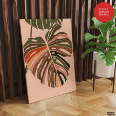 Coloful Tropical Leave on Beige Background | Abstract Floral Artwork #0023 - Prime Décor