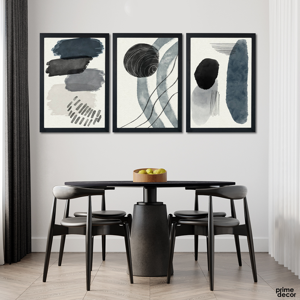 Watercolor Shapes Collection (3 Panel) Abstract Wall Art - Prime Décor