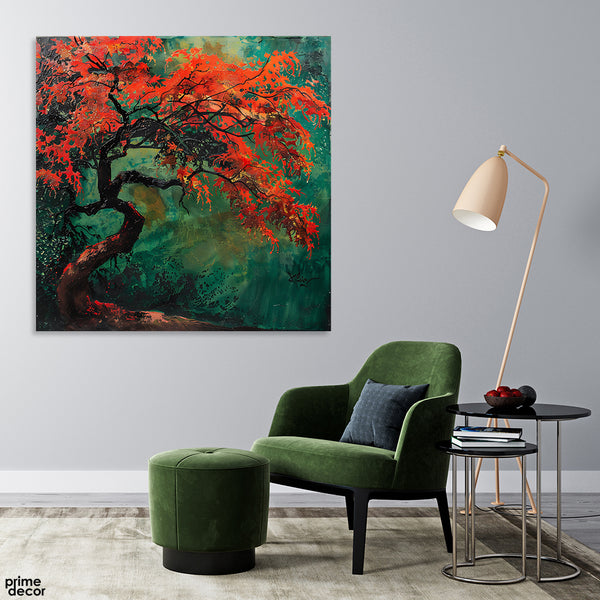 Beautiful Artwork of Japanese Maple Tree (Single Panel) Nature Square Wall Art