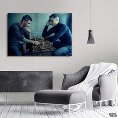 Messi & Ronaldo Playing Chess LV (Single Panel) Celebrity Wall Art - Prime Décor