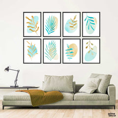 Hand Painted Blue & Brown Minimal Cover Collection (8 Panel) Wall Art - Prime Décor