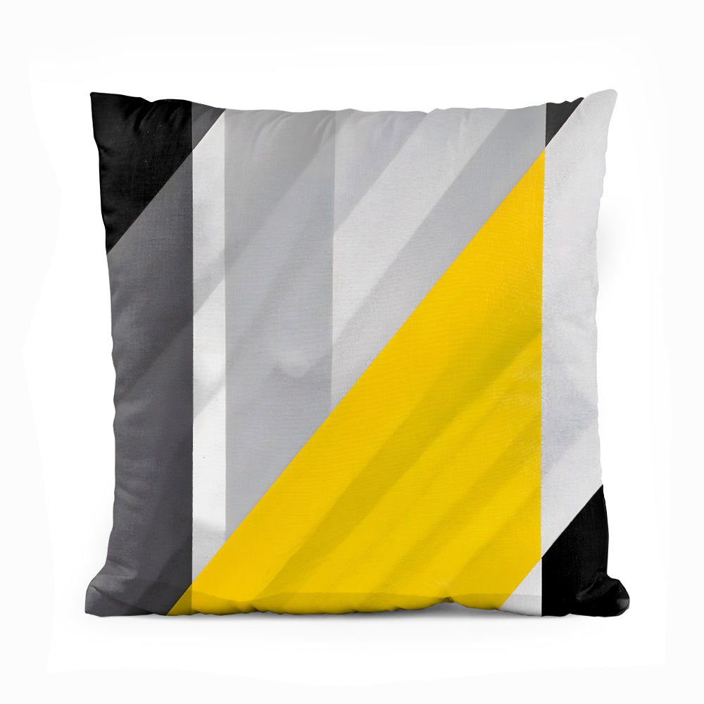 Symmetry Series - Black & Yellow (Set of 5) | Abstract Cushion #266 - Prime Décor