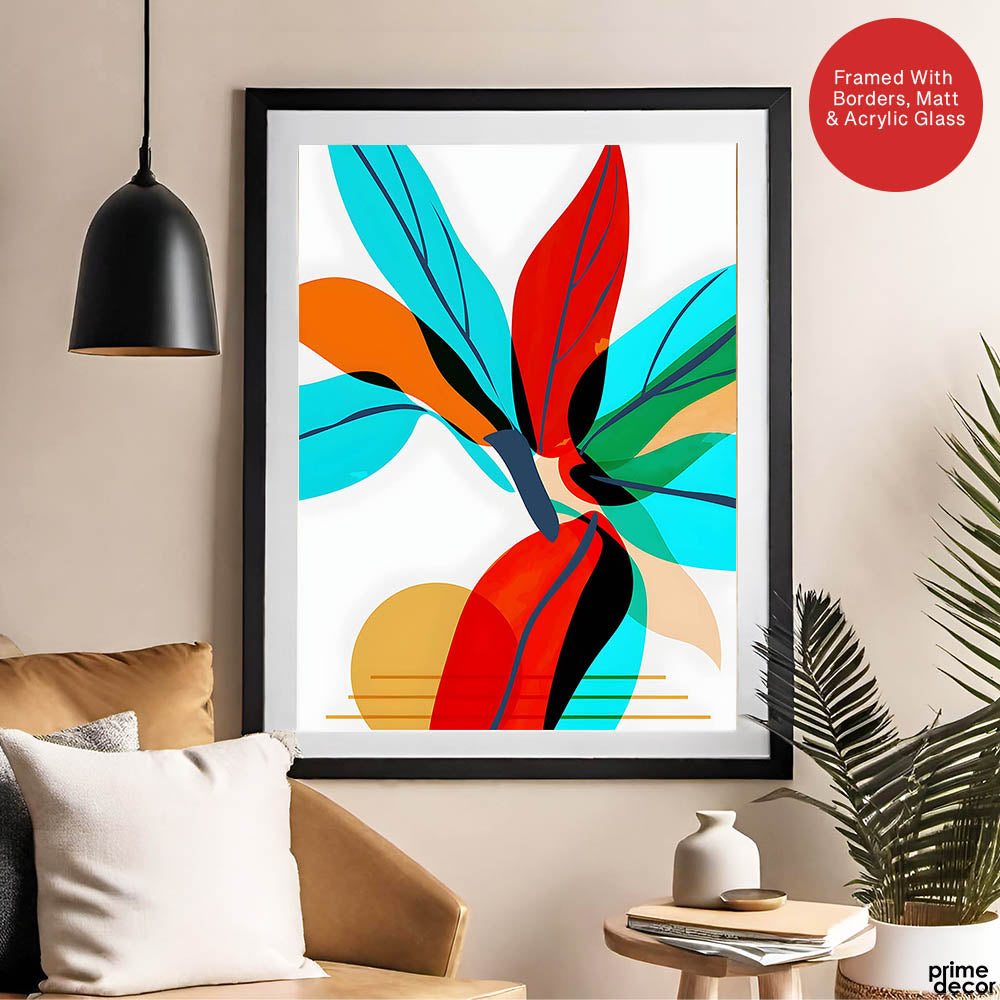 Colorful Abstract Floral Art Over White Background | Abstract Floral Artwork #00242 - Prime Décor