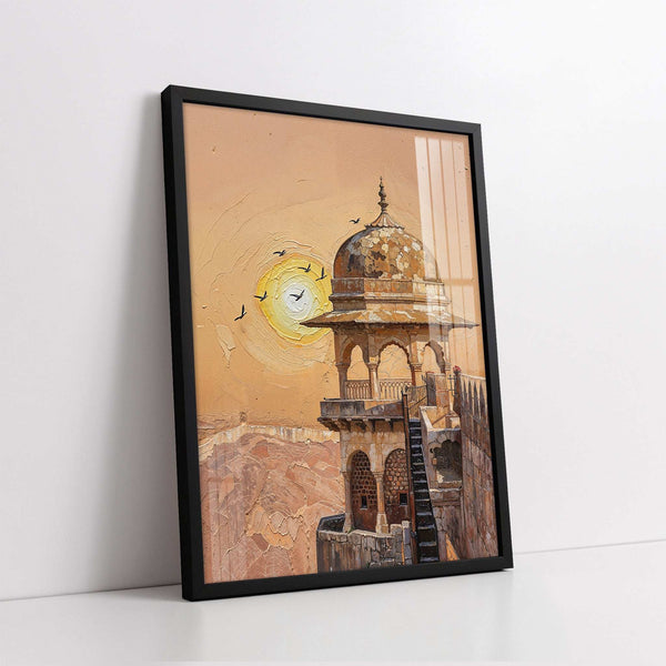 Ancient Mosque Minarate At Sunset Knife Work (Single Panel) Digital Painting Wall Art