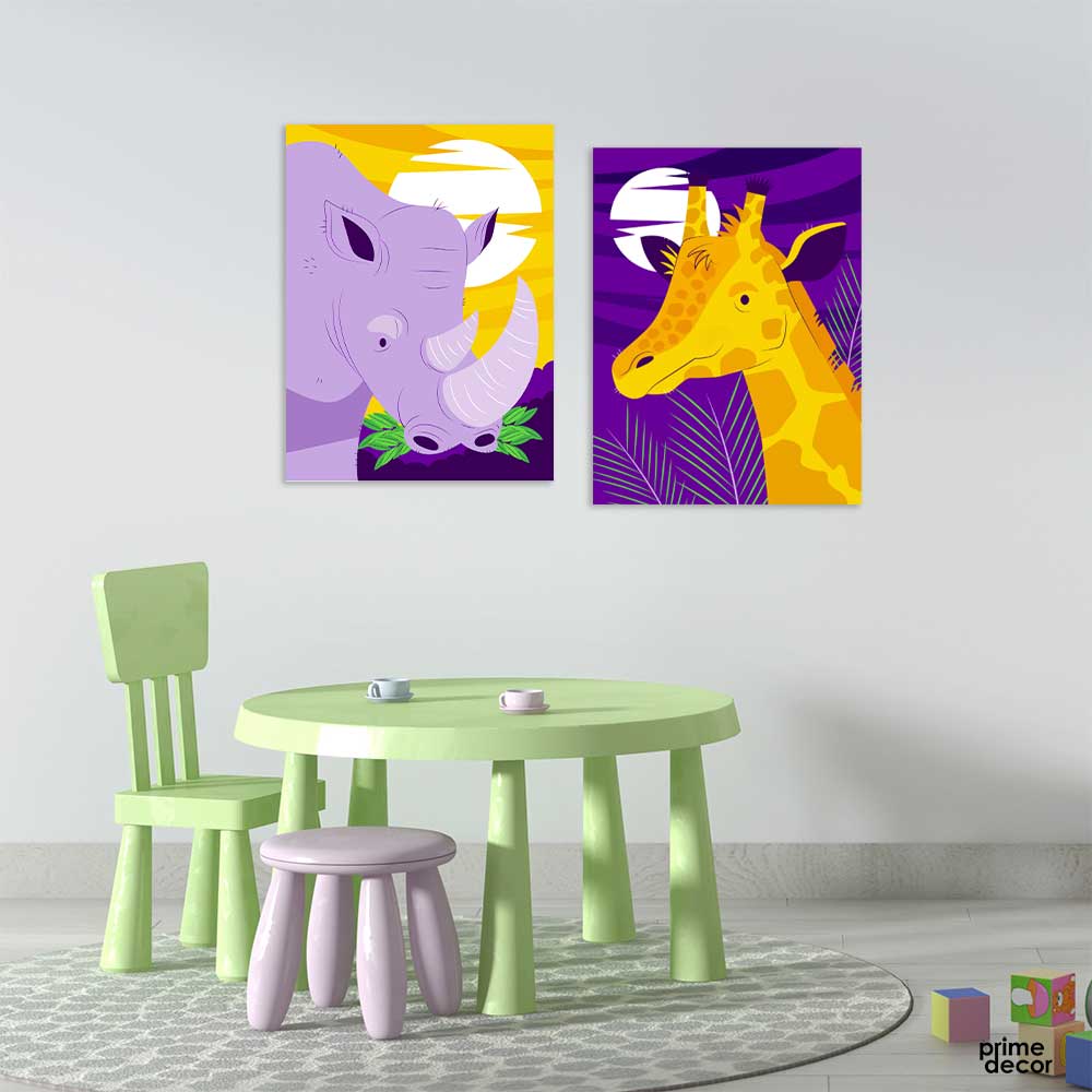 Digital Painted Animal Collection (2 Panel) Kids Wall Art - Prime Décor