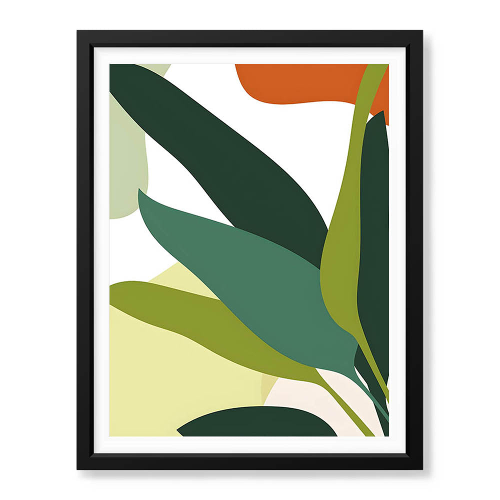 Green Shades Floral Art Over White Background | Abstract Floral Artwork #00248 - Prime Décor