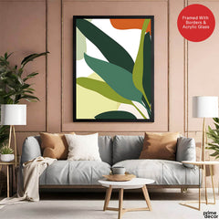 Green Shades Floral Art Over White Background | Abstract Floral Artwork #00248 - Prime Décor