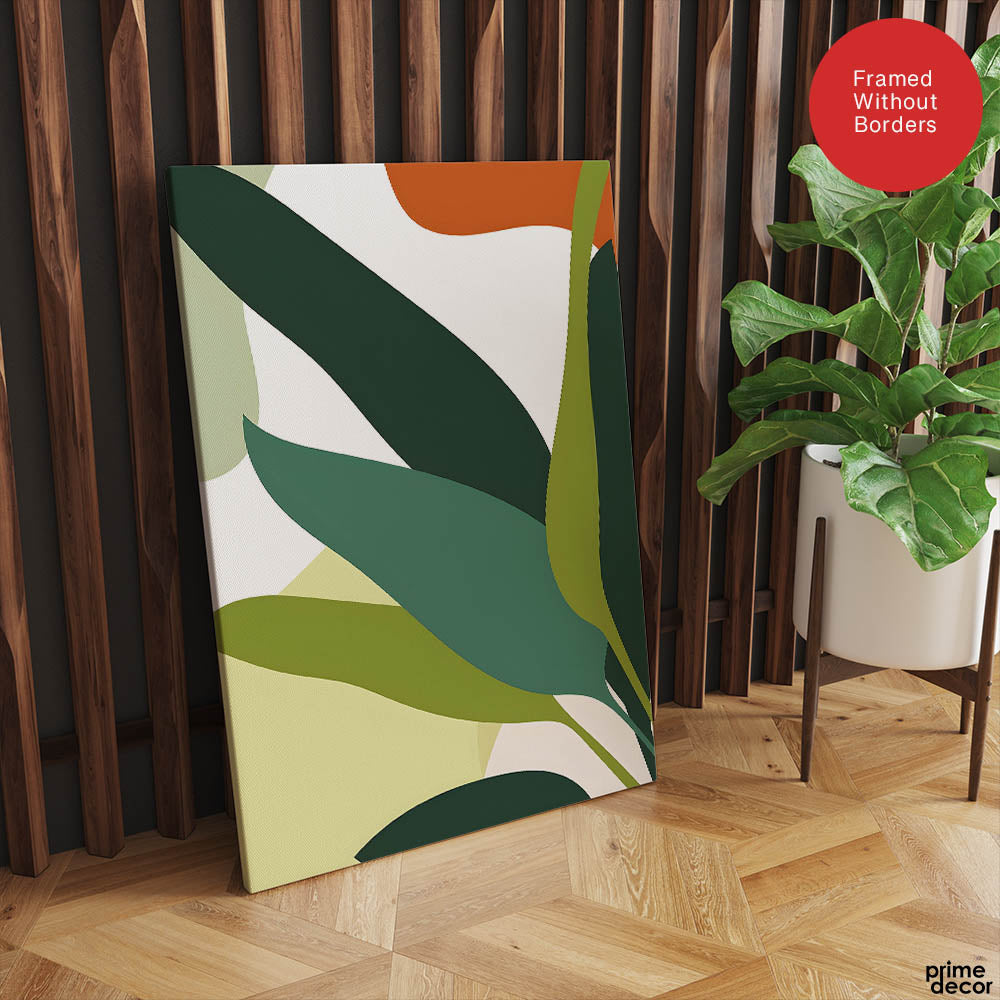 Green Shades Floral Art Over White Background | Abstract Floral Artwork #00248 - Prime Décor