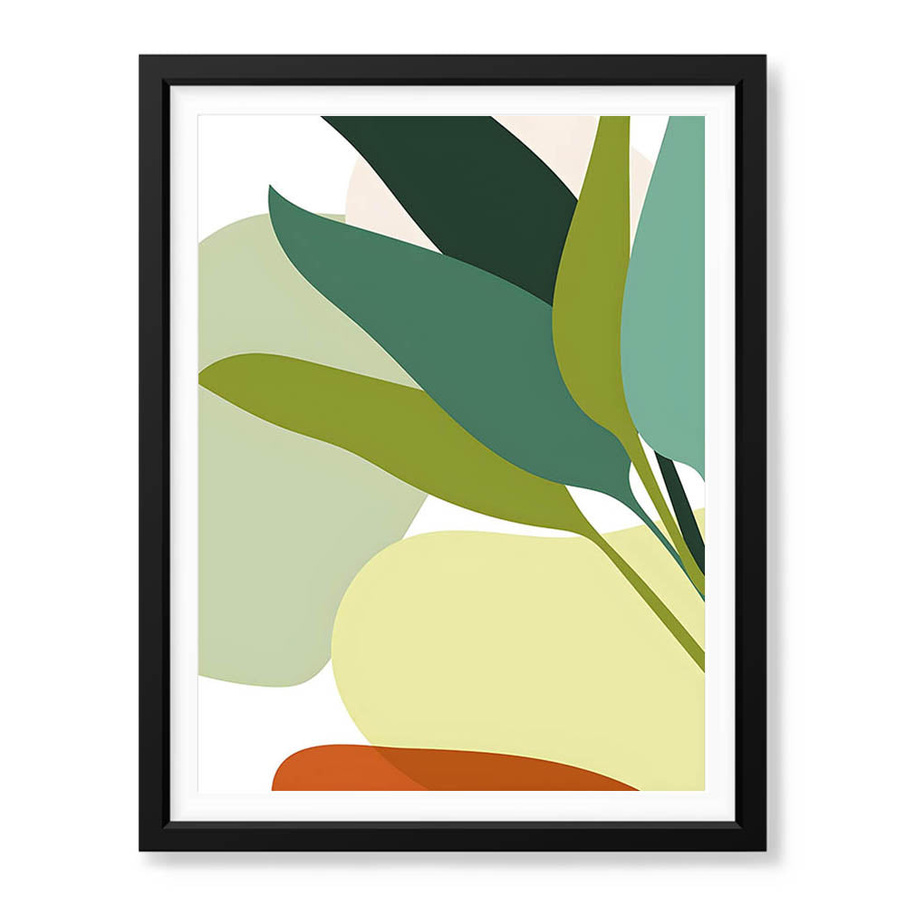 Green Shades Floral Art Over White Background | Abstract Floral Artwork #00249 - Prime Décor