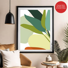 Green Shades Floral Art Over White Background | Abstract Floral Artwork #00249 - Prime Décor