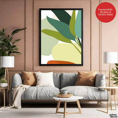 Green Shades Floral Art Over White Background | Abstract Floral Artwork #00249 - Prime Décor