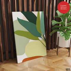 Green Shades Floral Art Over White Background | Abstract Floral Artwork #00249 - Prime Décor