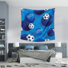 Football Artwork Over Blue Background | Sports Tapestry