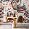 Fastfood Seamless Hand Drawn Style Print | Food Wallpaper Mural