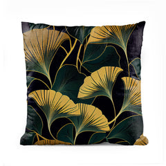 Metalic Gold & Green Ginko Leaves | Nordic Cushion #024 - Prime Décor