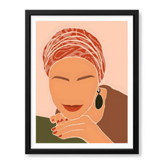 Brown & Orange Women Face Art | Abstract Fashion Artwork #0024 - Prime Décor