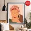 Brown & Orange Women Face Art | Abstract Fashion Artwork #0024