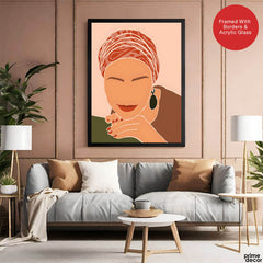Brown & Orange Women Face Art | Abstract Fashion Artwork #0024 - Prime Décor