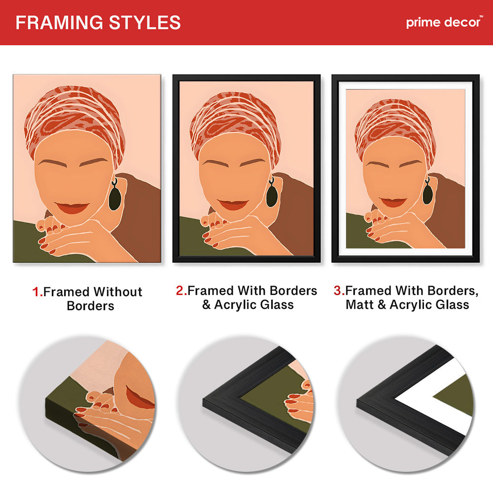 Brown & Orange Women Face Art | Abstract Fashion Artwork #0024 - Prime Décor