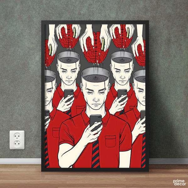 Brain Washing With Mobile Phones | Motivational Poster Wall Art