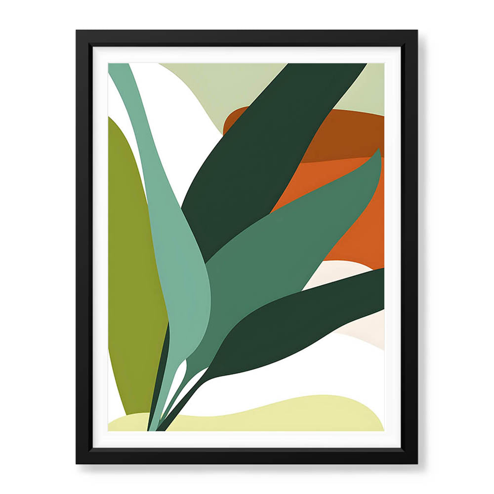 Green Shades Floral Art Over White Background | Abstract Floral Artwork #00250 - Prime Décor