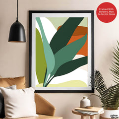 Green Shades Floral Art Over White Background | Abstract Floral Artwork #00250 - Prime Décor