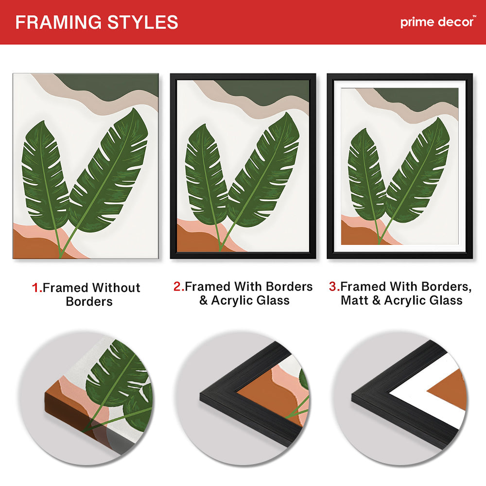 Green Tropical Leaves Over White Background | Abstract Floral Artwork #00251 - Prime Décor