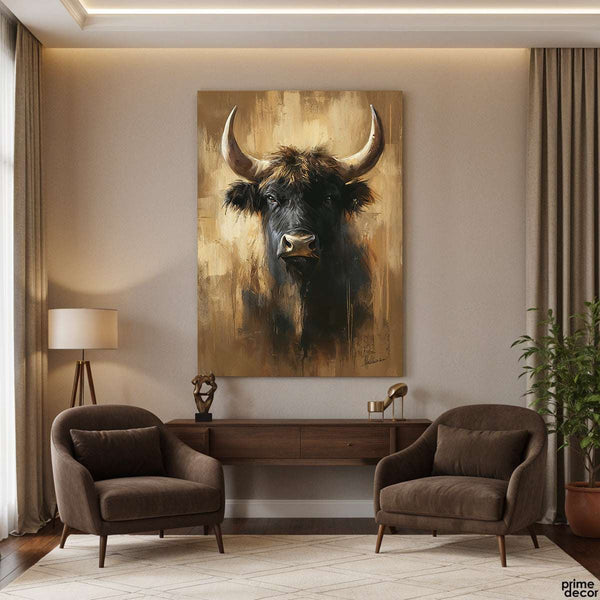 The Mighty Bull Digital Painting (Single Panel) Animal Wall Art