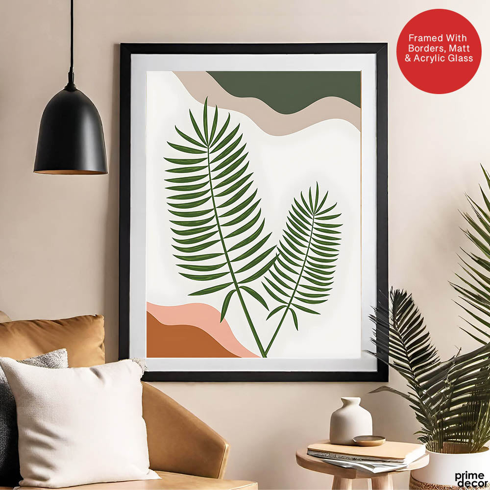 Green Tropical Leaves Over White Background | Abstract Floral Artwork #00252 - Prime Décor