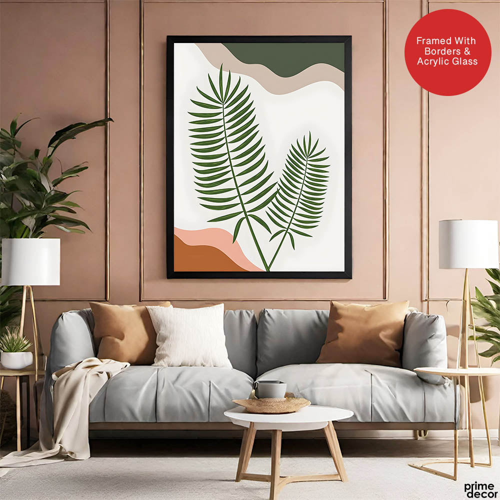 Green Tropical Leaves Over White Background | Abstract Floral Artwork #00252 - Prime Décor