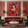 A Woman Among Red Poppies (Single Panel) Digital Painting Wall Art