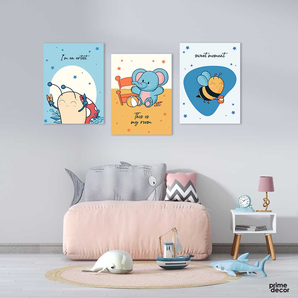 Sweet Moments Illustrations Cover (3 Panel) Kids Wall Art - Prime Décor