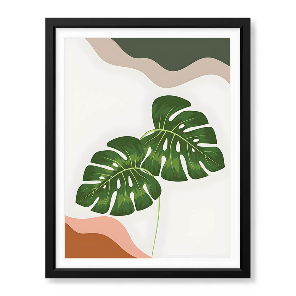 Green Tropical Leaves Over White Background | Abstract Floral Artwork #00253 - Prime Décor