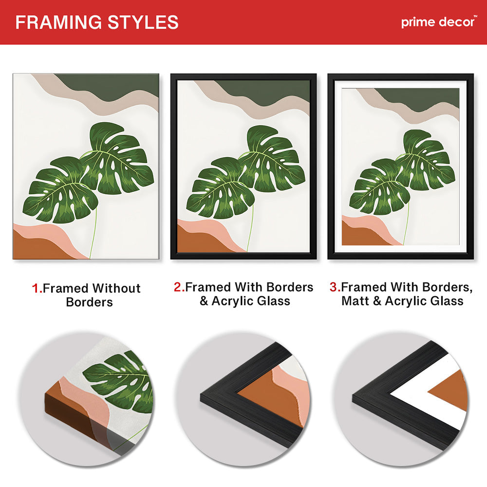 Green Tropical Leaves Over White Background | Abstract Floral Artwork #00253 - Prime Décor