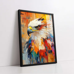 Colorful Bald Eagle Knife Work Style (Single Panel) Digital Painiting Wall Art