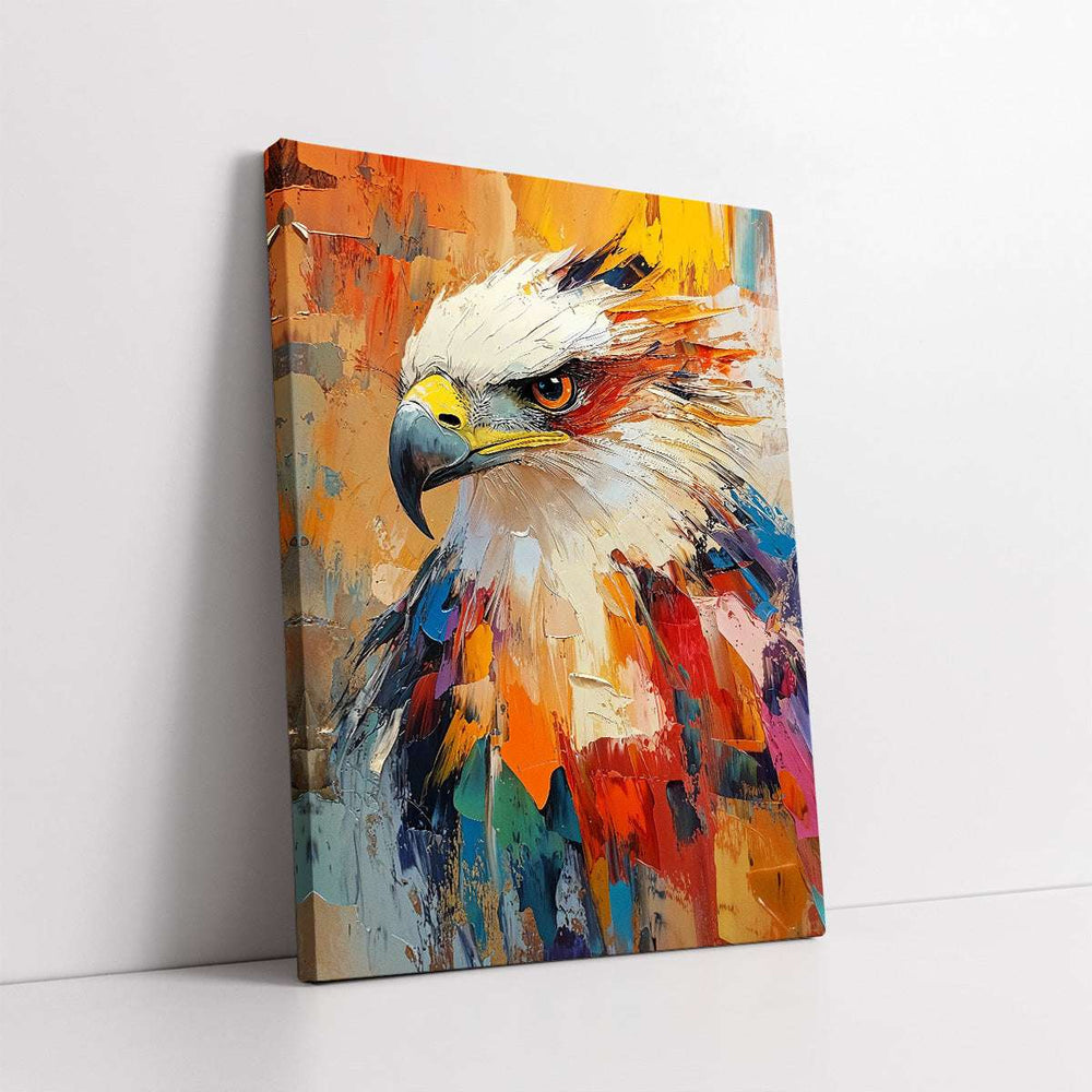 Colorful Bald Eagle Knife Work Style (Single Panel) Digital Painiting Wall Art