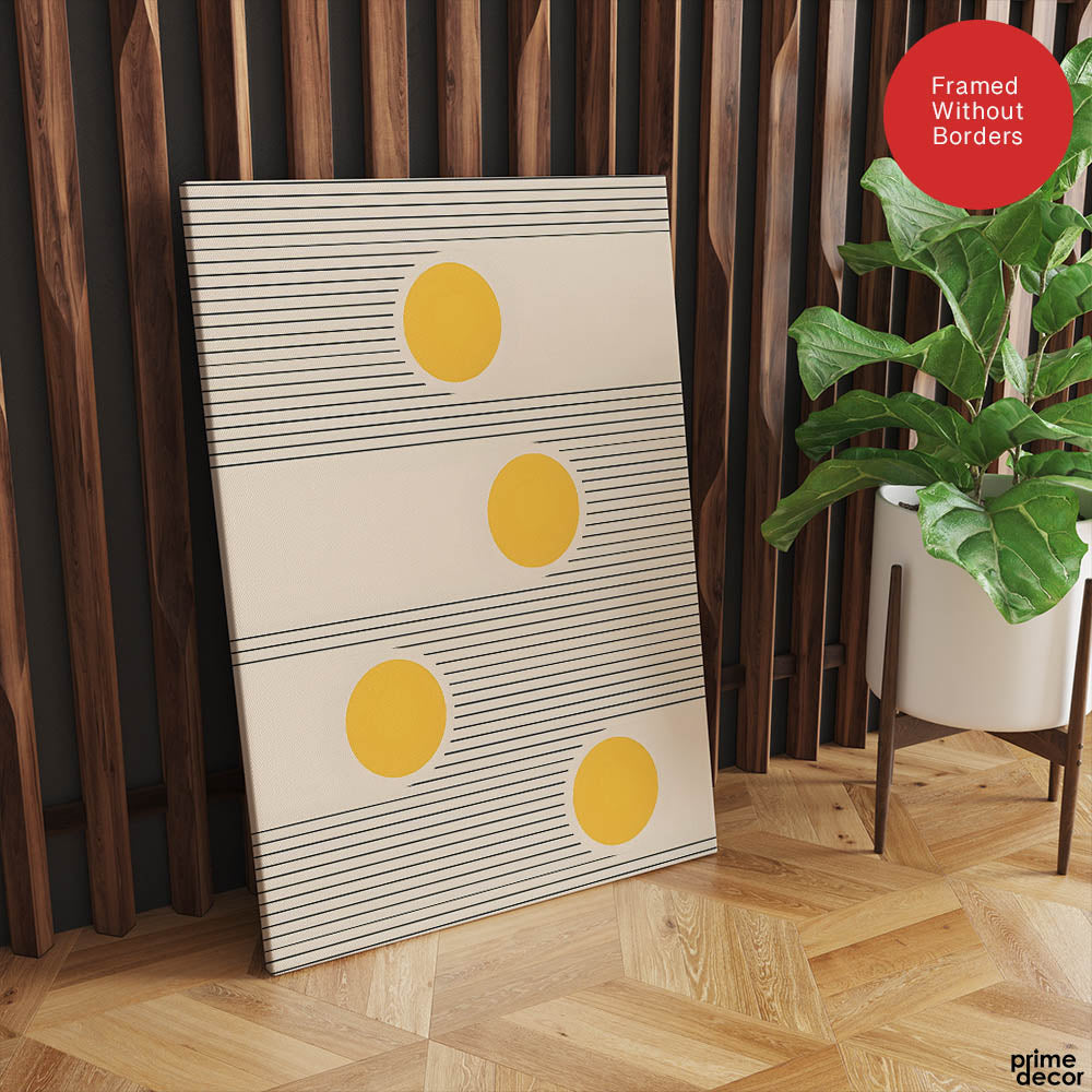 Black Line Art With Golden Moon Over Beige Background | Abstract Office Artwork #00254 - Prime Décor