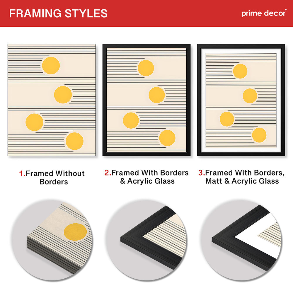 Black Line Art With Golden Moon Over Beige Background | Abstract Office Artwork #00254 - Prime Décor