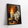 White Lilies and a Burning Candle Still Life (Single Panel) Digital Painting Wall Art