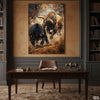 Bull & Bear Confrontation (Single Panel) Digital Painting Wall Art