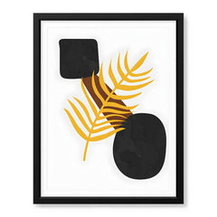 Black & Gold Tropical Leaves Over White Background | Abstract Floral Artwork #00258 - Prime Décor