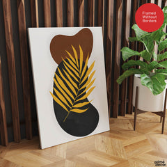 Black & Gold Tropical Leaves Over White Background | Abstract Floral Artwork #00259 - Prime Décor
