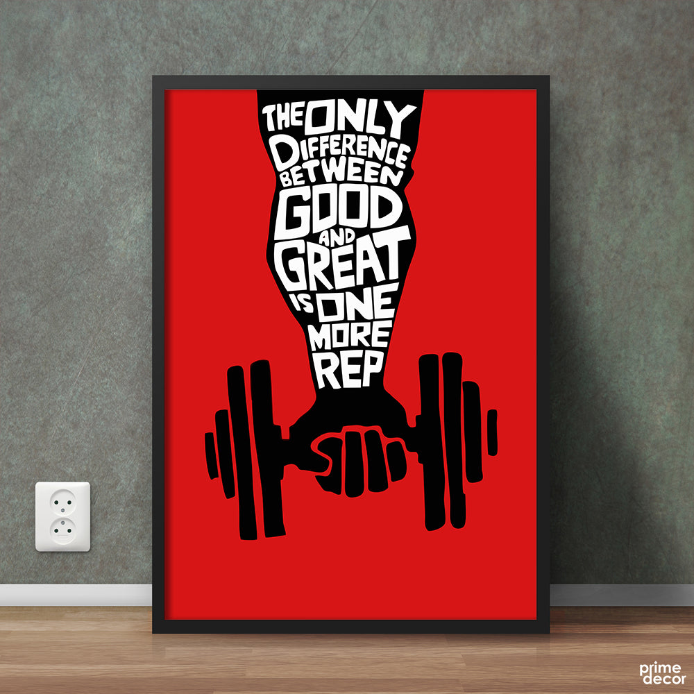 The Only Difference Between Good And Great Typography | Motivational Wall Art - Prime Décor