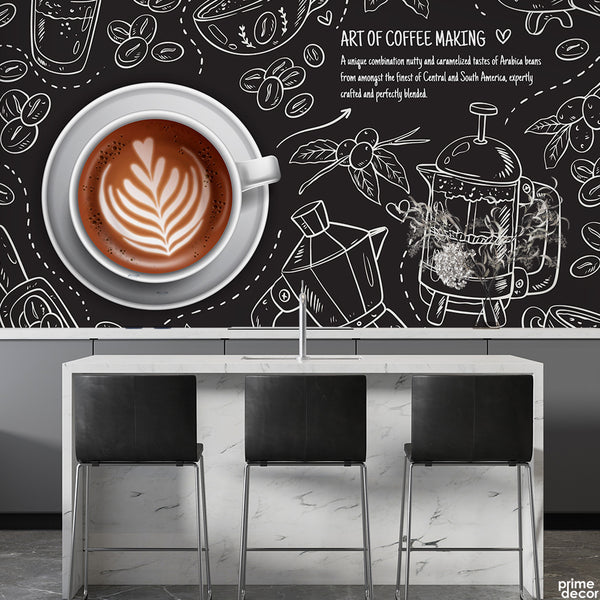 Art Of Coffee Making Abstract Artwork | Cafe Wallpaper Mural