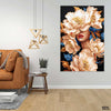 Beautiful Woman Face Artwork With Pink Flowers (Single Panel) Fashion Wall Art