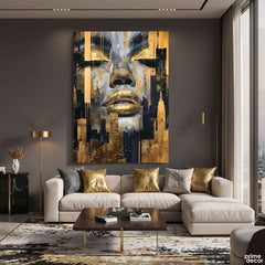 A Woman of the Golden City Digital Painting (Single Panel) Abstract Wall Art
