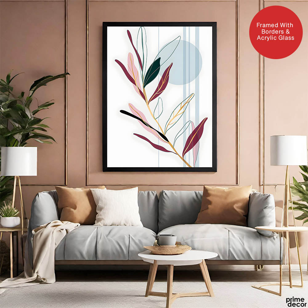 Colorful Abstract Tropical Leaves Over White Background | Abstract Floral Artwork #00261 - Prime Décor