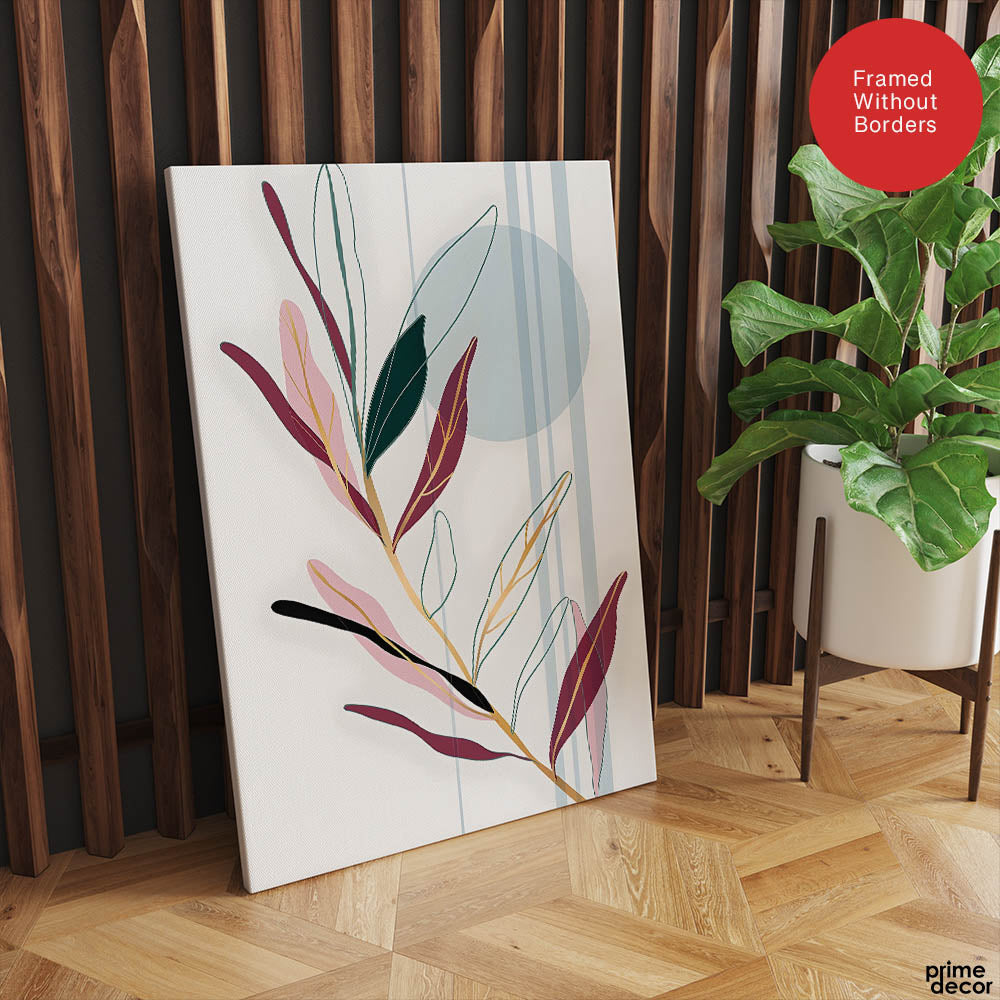 Colorful Abstract Tropical Leaves Over White Background | Abstract Floral Artwork #00261 - Prime Décor
