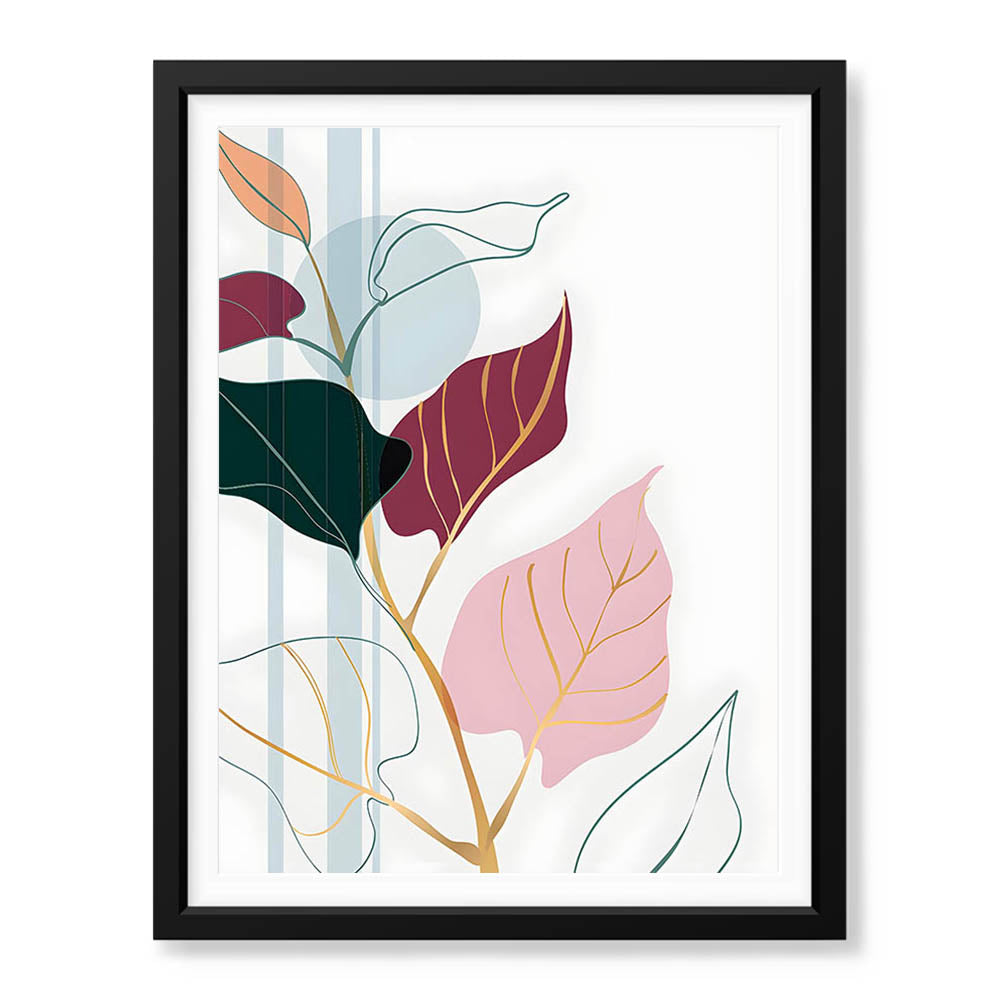 Colorful Abstract Tropical Leaves Over White Background | Abstract Floral Artwork #00262 - Prime Décor