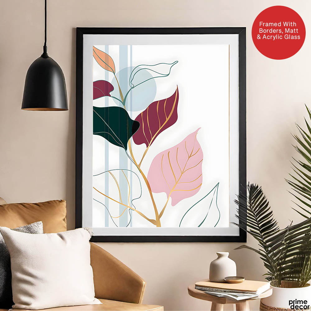 Colorful Abstract Tropical Leaves Over White Background | Abstract Floral Artwork #00262 - Prime Décor
